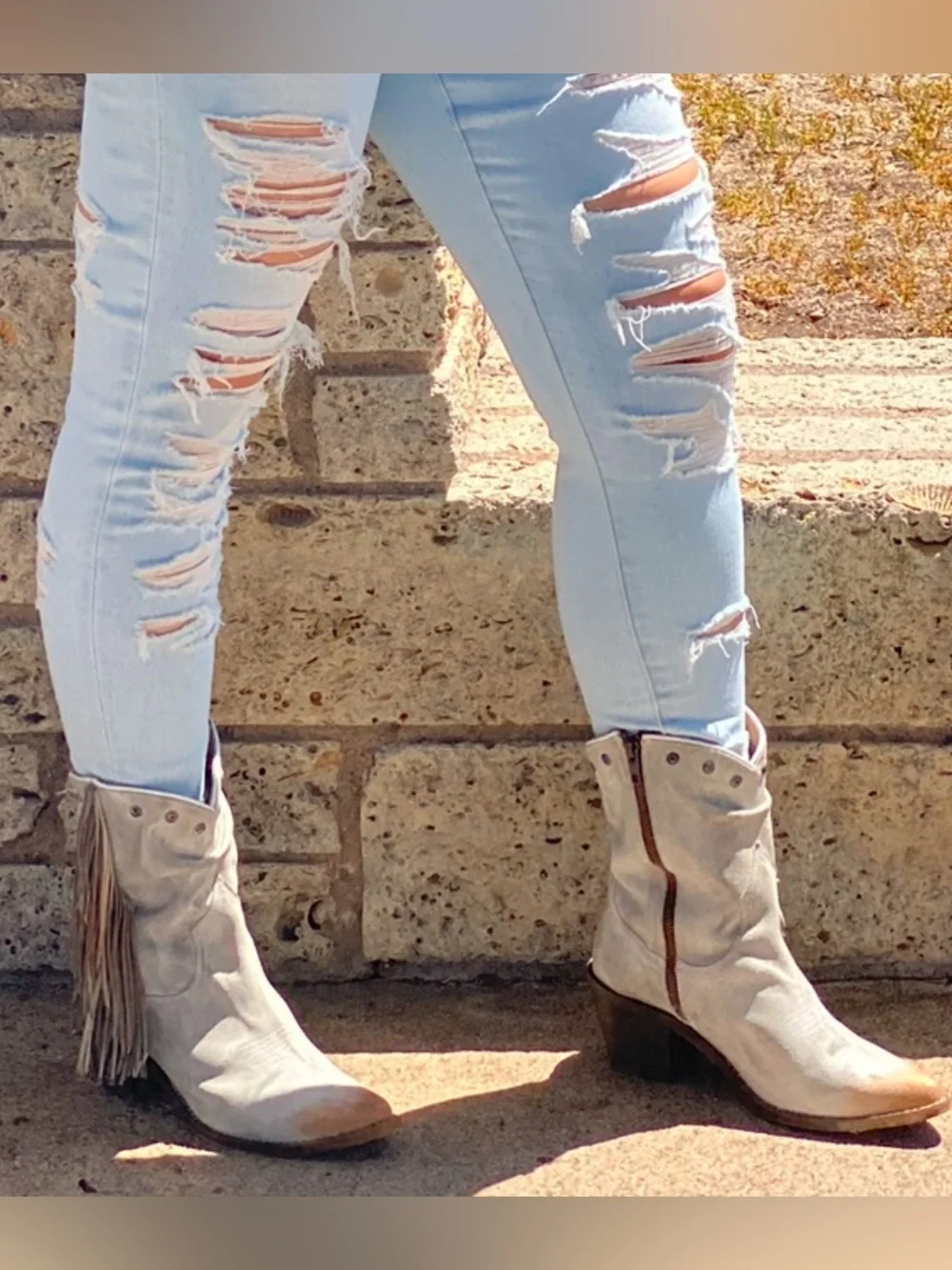 Circle G Studded and Fringe Boot
